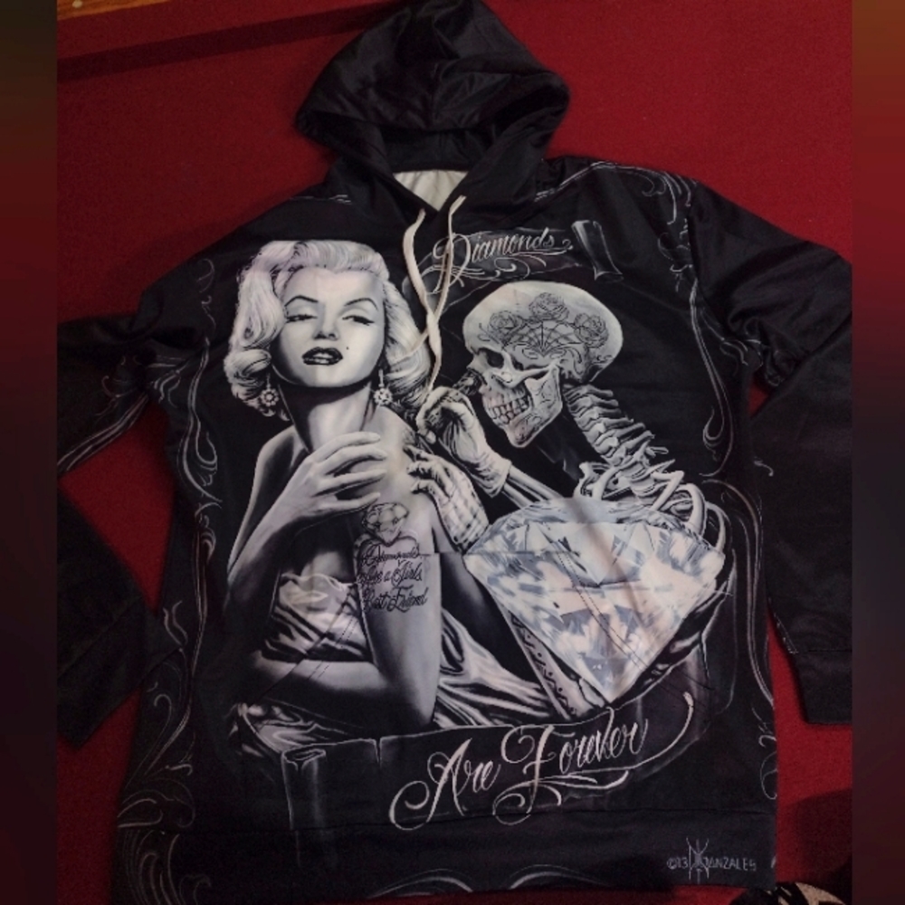 Never worn hooded sweater, black and grey.